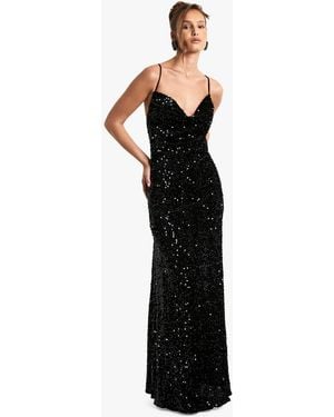Boohoo Velvet Sequin Cowl Neck Slip Maxi Dress - Black