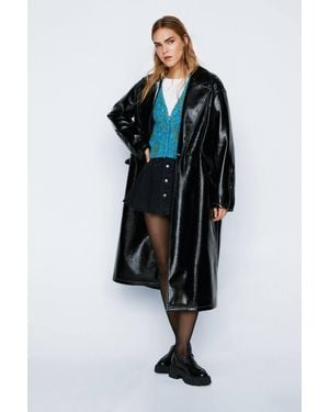Nasty Gal Premium Vinyl Oversized Trench Coat - Black