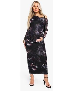 Boohoo Maternity Trim Detail Asymmetric Midaxi Dress - Black