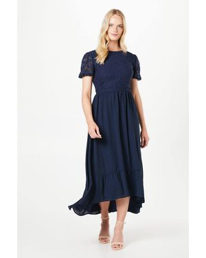 Oasis Lace Drop Hem Midaxi Dress - Blue