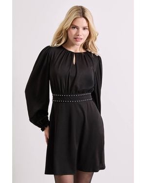 Dorothy Perkins Stud Detail Waist Jersey Mini Dress - Black
