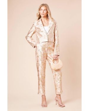 Dorothy Perkins Tailored Jacquard Tapered Trouser - Natural