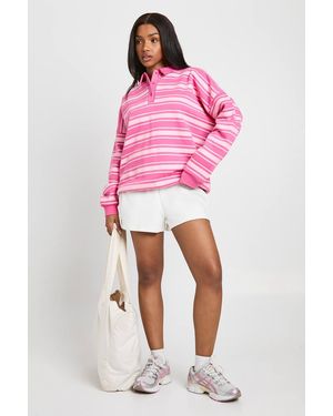 Boohoo Stripe Rugby Sweatshirt - Pink