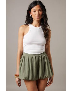Warehouse Chiffon Bubble Hem Micro Short - Green