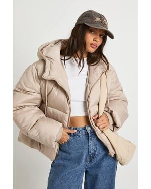 Boohoo Hooded Padded Puffer Jacket - Natural