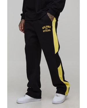 Boohoo Tall Straight Fit Official Print Panel Sweatpants - Black
