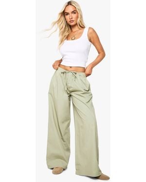 Boohoo Cotton Poplin Wide Leg Pants - White