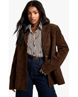 Boohoo Vintage Look Faux Suede Oversized Blazer - Black
