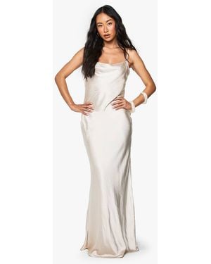 Boohoo Satin Cowl Neck Maxi Dress - White