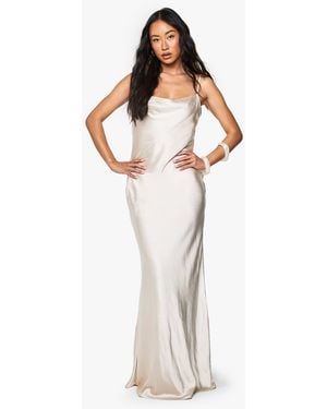 Boohoo Satin Cowl Neck Maxi Dress - White