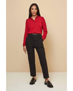 Wallis Petite Jersey Button Shirt - Red