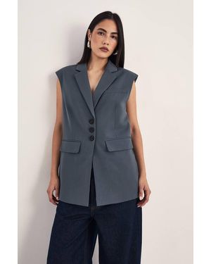 Nasty Gal Tailored Sleeveless Button Front Blazer - Gray