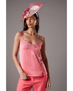 Coast Lisa Tan Satin Lace Cami - Pink