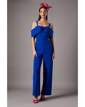 Coast Bow Off Shoulder Jumpsuit - Blue