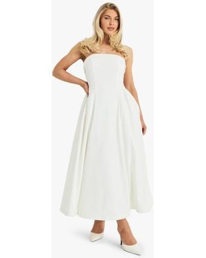 Boohoo Premium Bandeau Volume Midaxi Dress - White