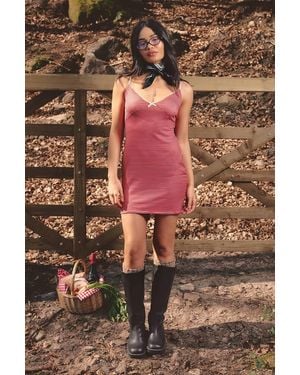 Boohoo Striped V Neck Strappy Mini Dress - Red