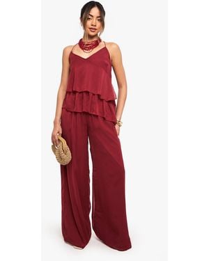 Boohoo Chiffon Woven Pants - Red