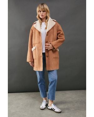Warehouse Shearling Bonded Coat - Gray