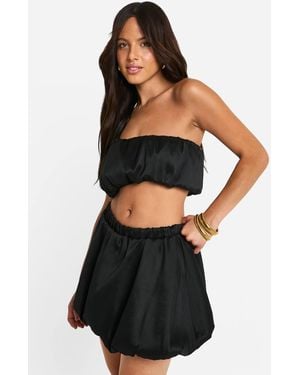Boohoo Woven Puff Ball Bandeau - Black