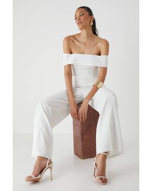 MissPap Linen Look High Waist Wide Leg Pants - White