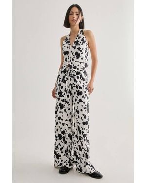 Nasty Gal Spot Print Tailored Drawstring Waist Trouser - White