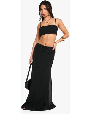 Boohoo Petite Chiffon Puddle Hem Maxi Skirt - Black