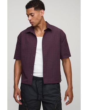 Technic Oversized Boxy Al Flannel Bungee Hem Shirt - Purple