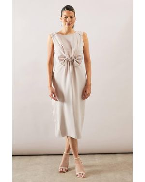 Wallis Occasion Tailored Bow Pencil Midi Dress - Natural