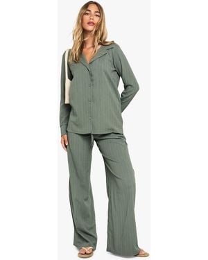 Boohoo Crinkle Oversized Shirt & Trouser Co-Ord - Green
