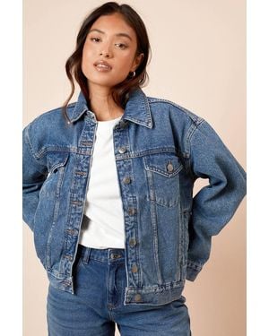 Dorothy Perkins Petite Oversized Jean Jacket - Blue