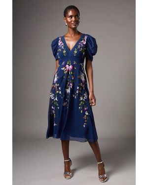 Coast Embroidered Midi Dress - Blue