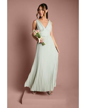 Coast Pleated Plunge Neck Midi Dress - Green