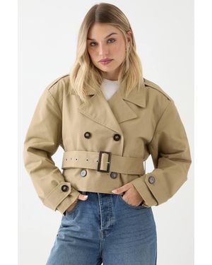 MissPap Tailored Cropped Trench Coat - Natural