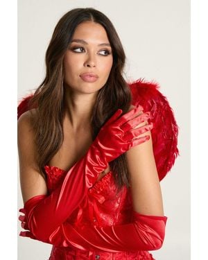 Boohoo Halloween Red Satin Gloves - Rojo