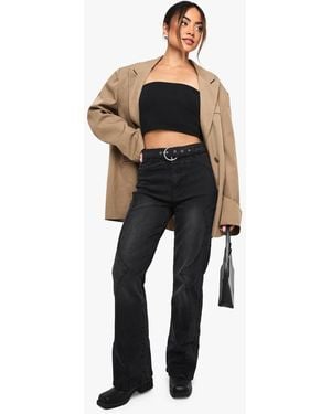 Boohoo Belted Western Detail Denim Jean - Black
