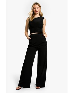 Boohoo Maternity Tailored Wide Leg Trouser - Black
