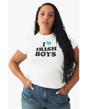 Boohoo Plus St Paddys Day I Love Irish Boys Baby Tee - White