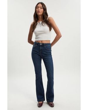 Boohoo Mid Waist Y2K Bootcut Jean - Blue