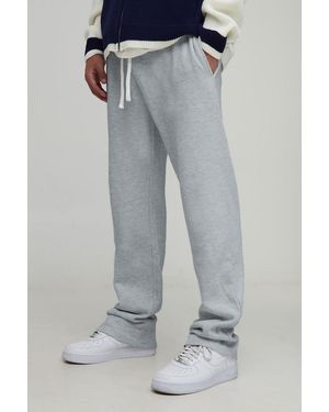 Boohoo Relaxed Man Script Heavyweight Rib Joggers - Gris