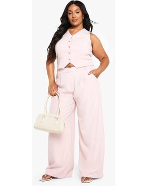 Boohoo Plus Tailored Wide Leg Trouser - Pink