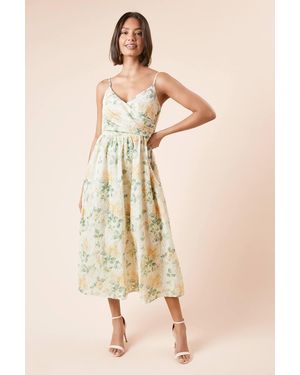 Dorothy Perkins Cutwork Broderie Ball Strap Detail Wrap Midi Dress - Natural