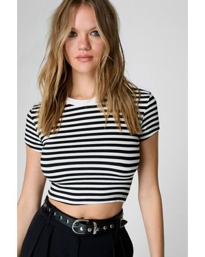Nasty Gal Stripe Cropped Top - Black
