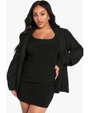 Boohoo Plus Bengaline Ruched Wrap Skirt - Black