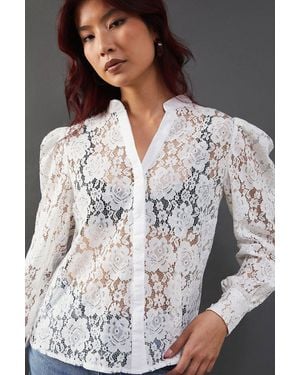 Warehouse Lace Yoke Shirt - Gray