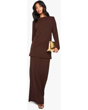 Boohoo Petite Double Layer T-Shirt Dress - Brown