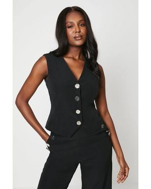 Dorothy Perkins Button Front Waistcoat - Black