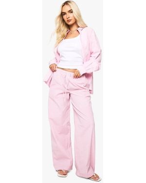 Boohoo Pinstripe Wide Leg Pants - Pink
