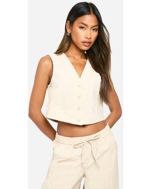 Boohoo Nylon Crop Waistcoat - White