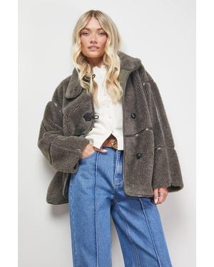Oasis Funnel Neck Shealing Coat - Blue