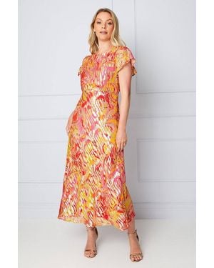 Wallis Paisley Metallic Bias Midaxi Dress - Orange